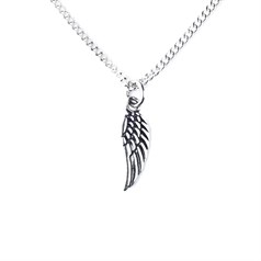 Angel Wing Necklace Antiqued Sterling Silver