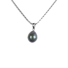 Peacock Pearl Drop Necklace Sterling Silver