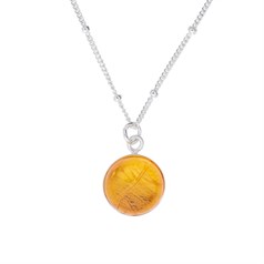 Amber Round Necklace Sterling Silver