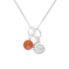 Amber Ammonite Necklace Sterling Silver