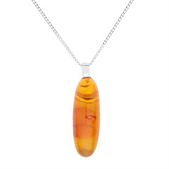 Amber Freeform Necklace Sterling Silver