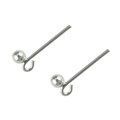 Ball (2.5mm) & Hook Earstud (without scrolls) Sterling Silver (STS)
