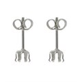 3mm Snap-in Earstud 6 prong (with scrolls) Sterling Silver (STS)