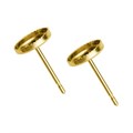 Earstud with 4mm Milled Cup for Cabochon (without scrolls) 9ct Gold