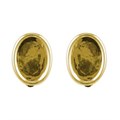 Earclip with 18x13mm Plain Smooth Border Cup for Cabochon Gold Plated