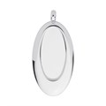 Offset Oval Pendant with 14x29mm Cup for Cabochon Rhodium Plated