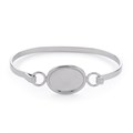 Bangle Wire with 18x13mm Plain Smooth Cup for Cabochon Silver Plated