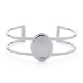 Cushion Cuff Bangle with 18x13mm Bevel Cup for Cabochon Rhodium Plated