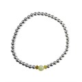 Yellow Opal Bracelet Hematine with White Silver Plating -Birthstone October